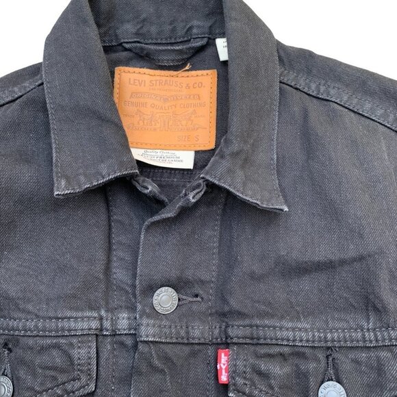 VINTAGE Levi's Trucker Denim Jacket Black Small - Picture 5 of 5